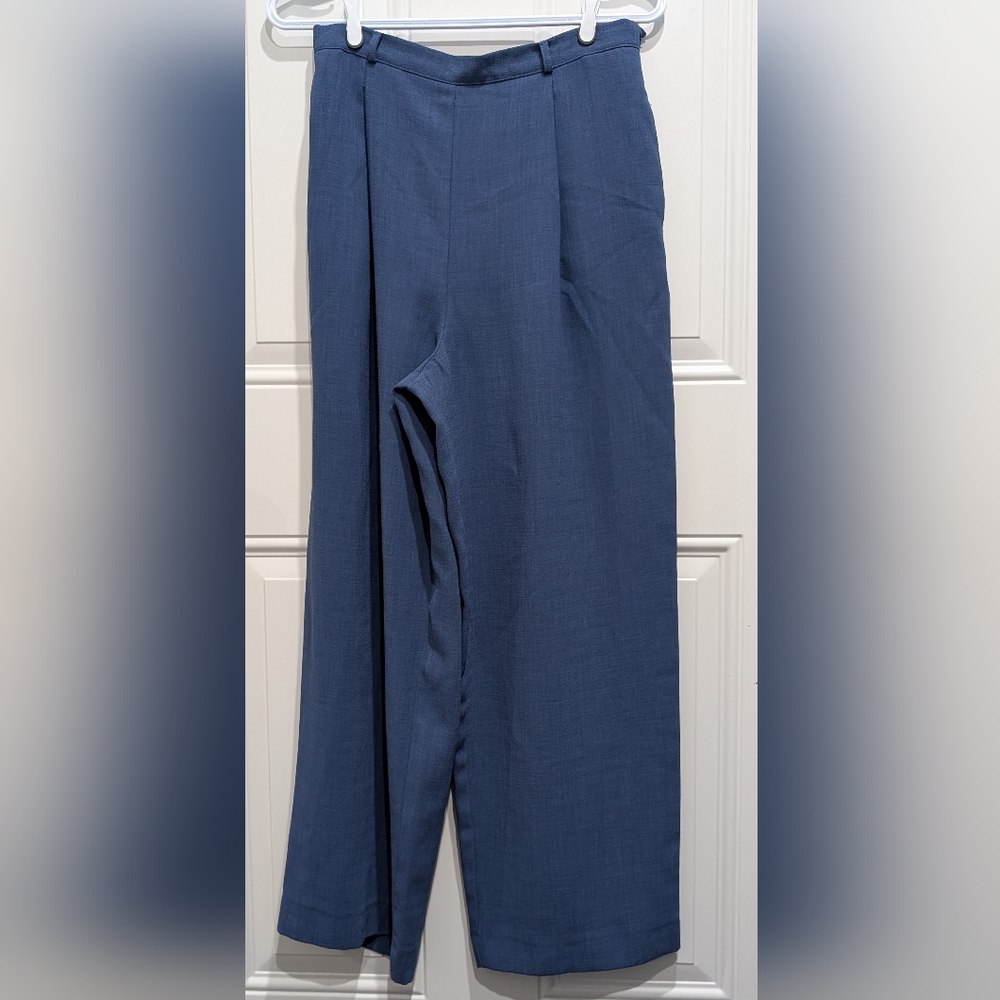 OptionElle Vintage Wide Leg Blue Pants with Pockets Made In Canada Medium